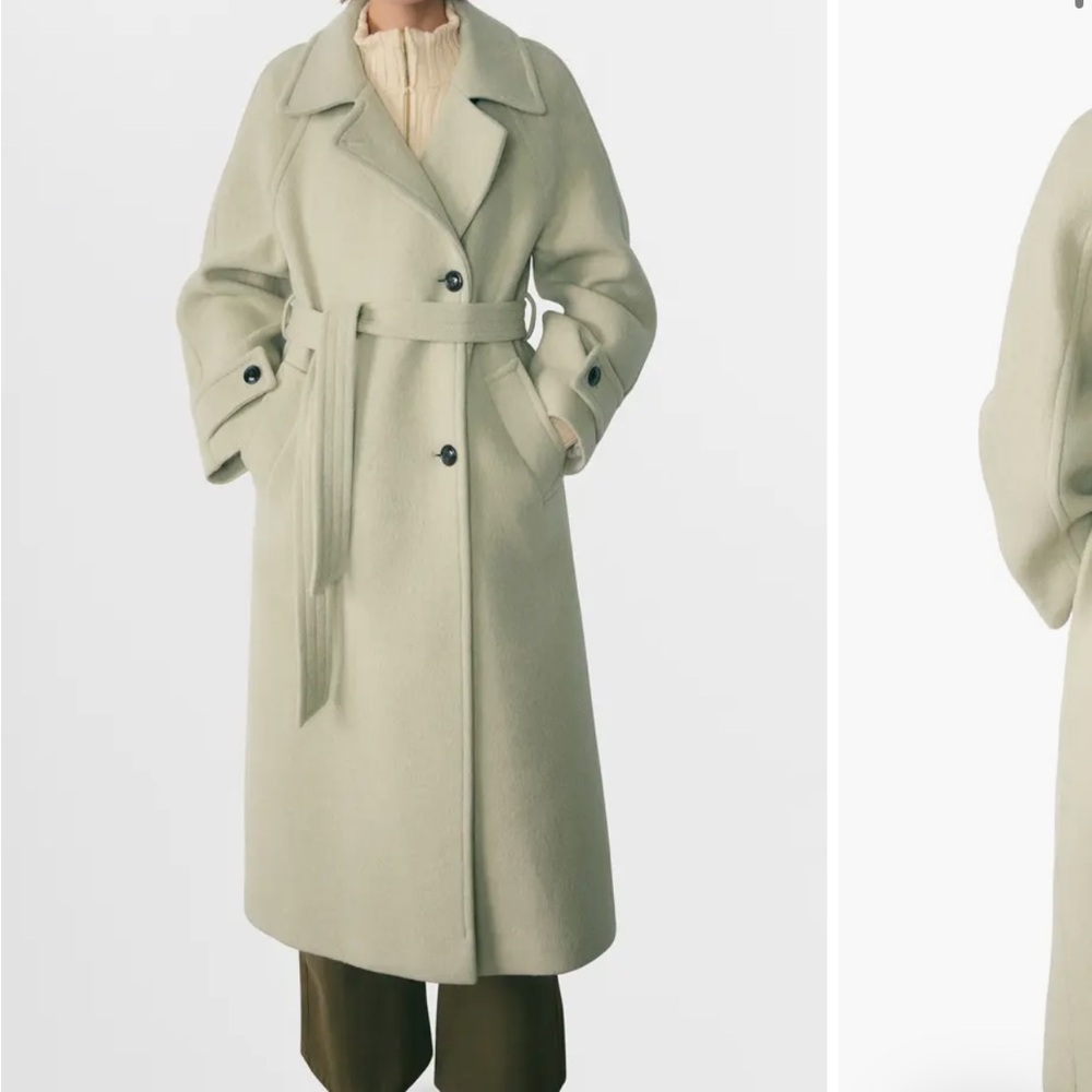 Elegant Cream Belted Coat - Italian Wool